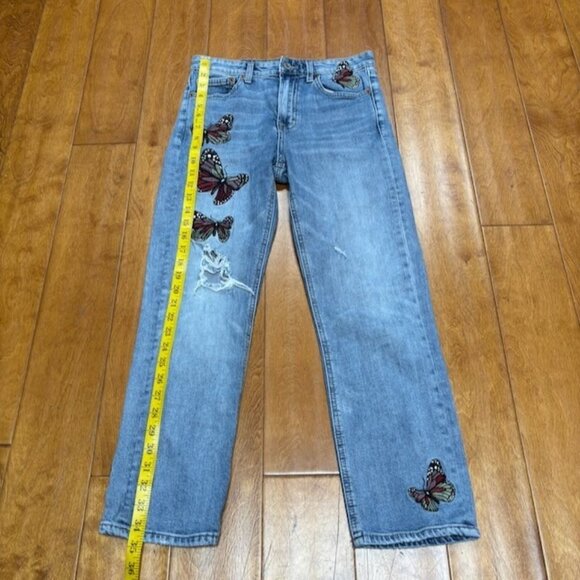 Lucky Brand Womens Y2K Jeans Bridgette Straight Size 26 Butterfly Embroidered - Picture 9 of 13